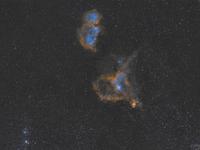 Heart and Soul nebulas using Hubble Palette
