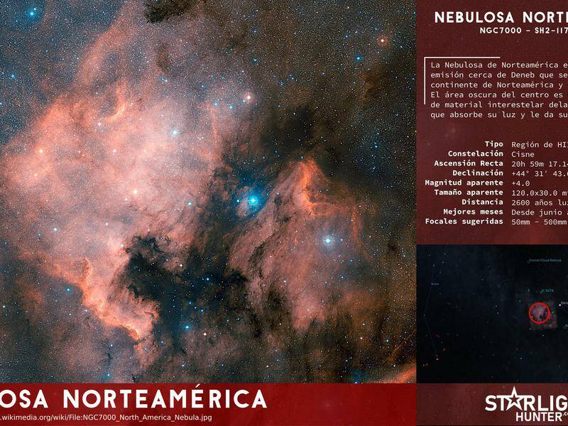 Infografía Nebulosa Norteamérica