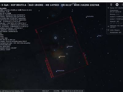 Encuadre de Rho Ofiuco en Stellarium